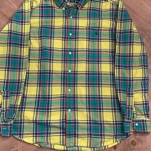 Ralph Lauren Polo Classic Fit Plaid Oxford Yellow and Blue Plaid Shirt